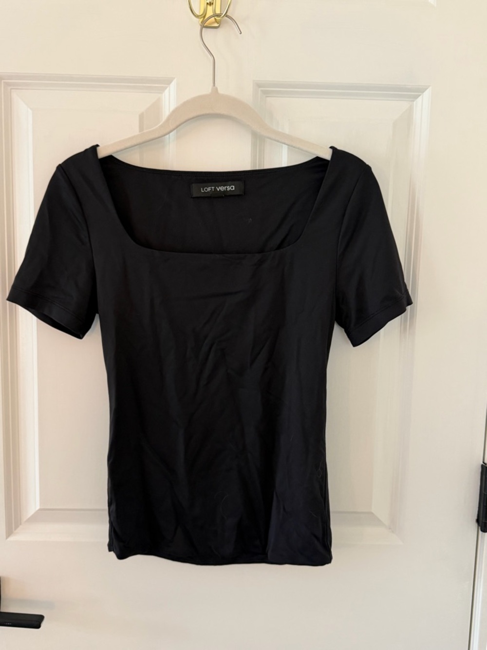 LOFT Black Square-Neck Short Sleeve Tee
